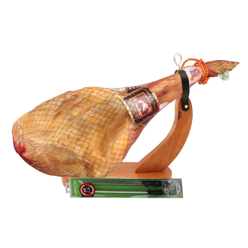 Teruel Serrano P.D.O. Pinalbar ham with ham holder and knife Arcos