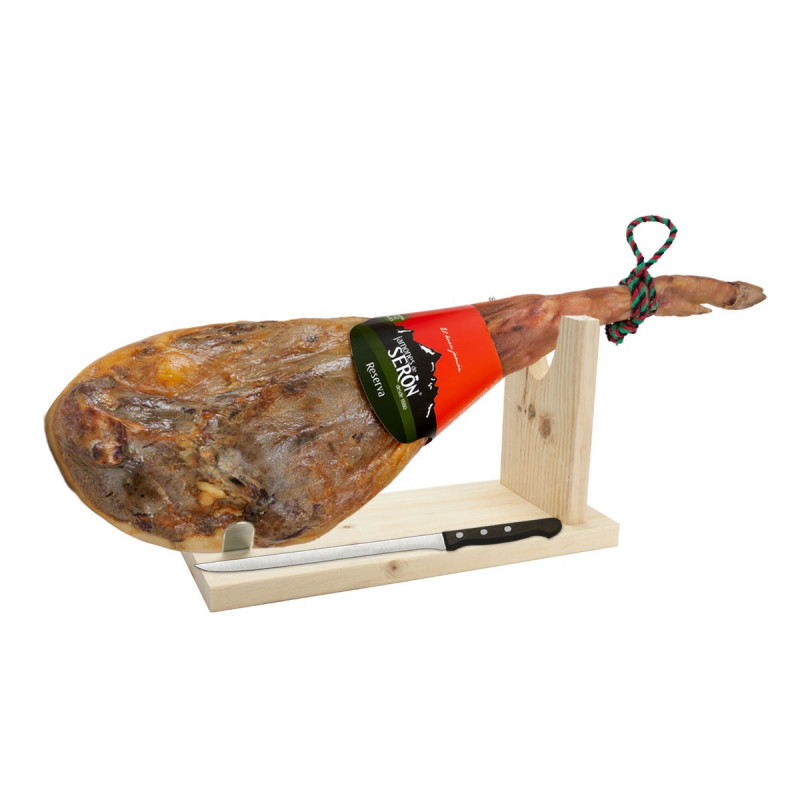 Serrano Ham from Serón Reserva with ham holder and knife