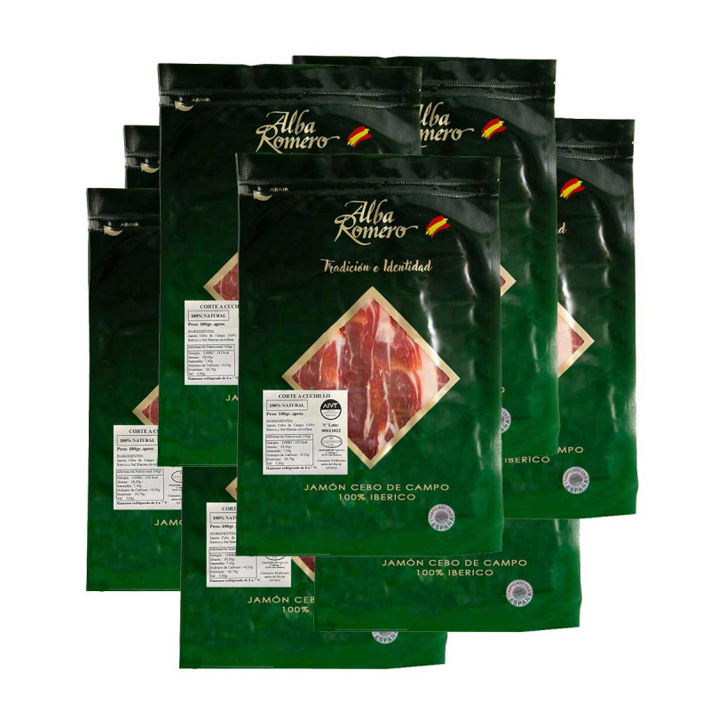 Iberian Cebo Ham sliced 10x100g Alba Romero